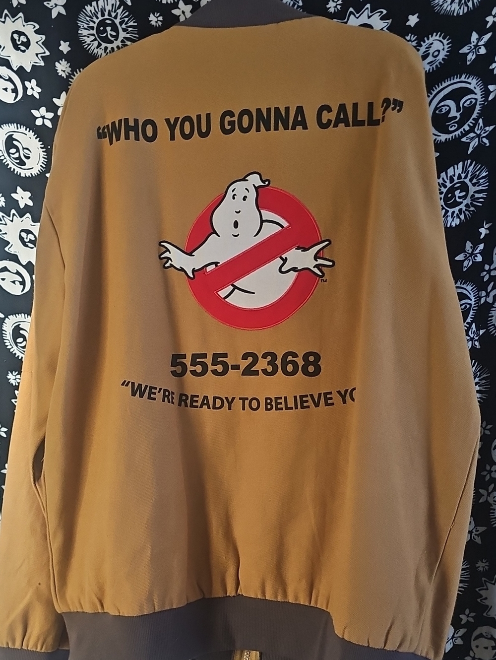 Mens Ghostbusters Halloween Costume Jacket in Tan/brown with Logo